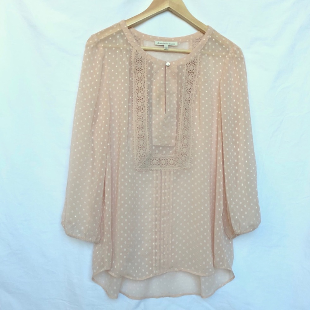 DANIEL RAINN Peach-Cream Sheer Top Size L